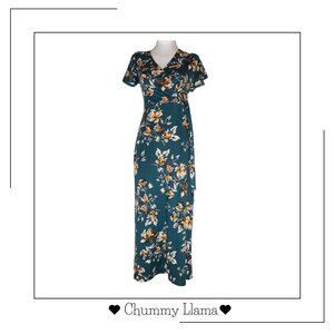 Fortune + Ivy Navy Floral Faux Wrap Midi Dress – Size S, Flowy & Chic Poshmark